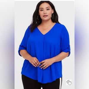 Torrid- Blue single pleat Georgette blouse Size 0 /Large